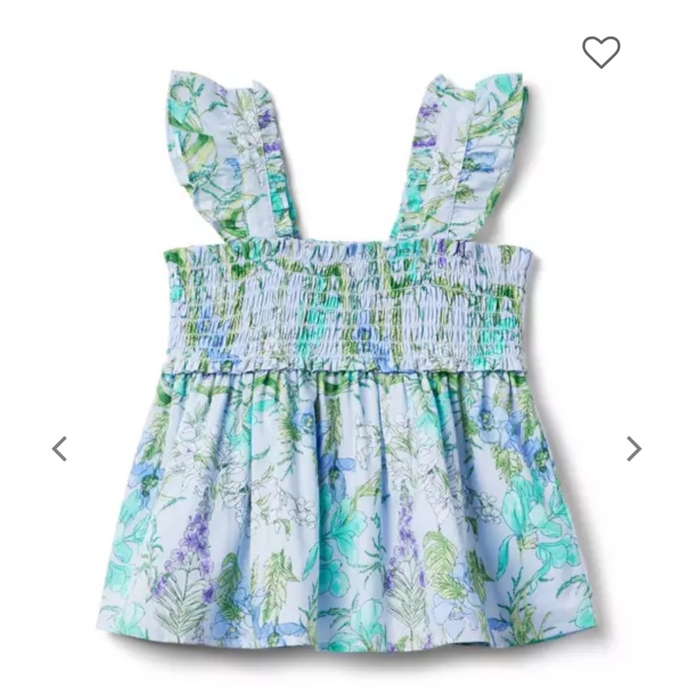 Janie and Jack Pastel Floral Smocked Shirt with flutter sleeves